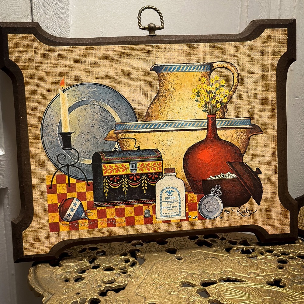 SOLD ✔️ Kitchen Witch Wall Decor Art Victorian Wooden Frame